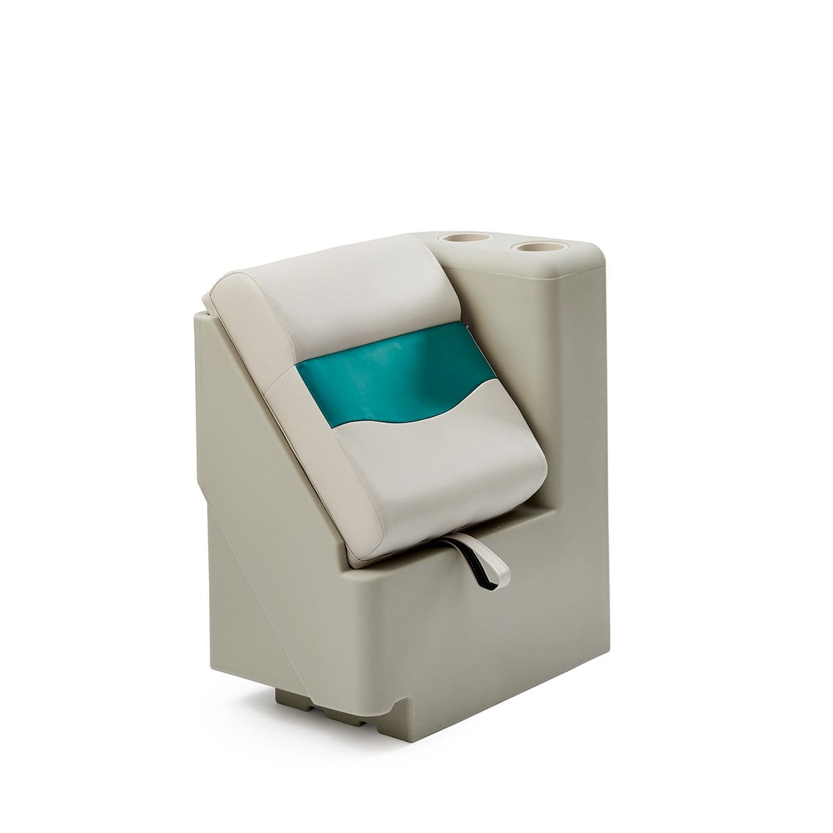 DeckMate Classic Right Lean Back Boat Seat side #color_ivory & teal