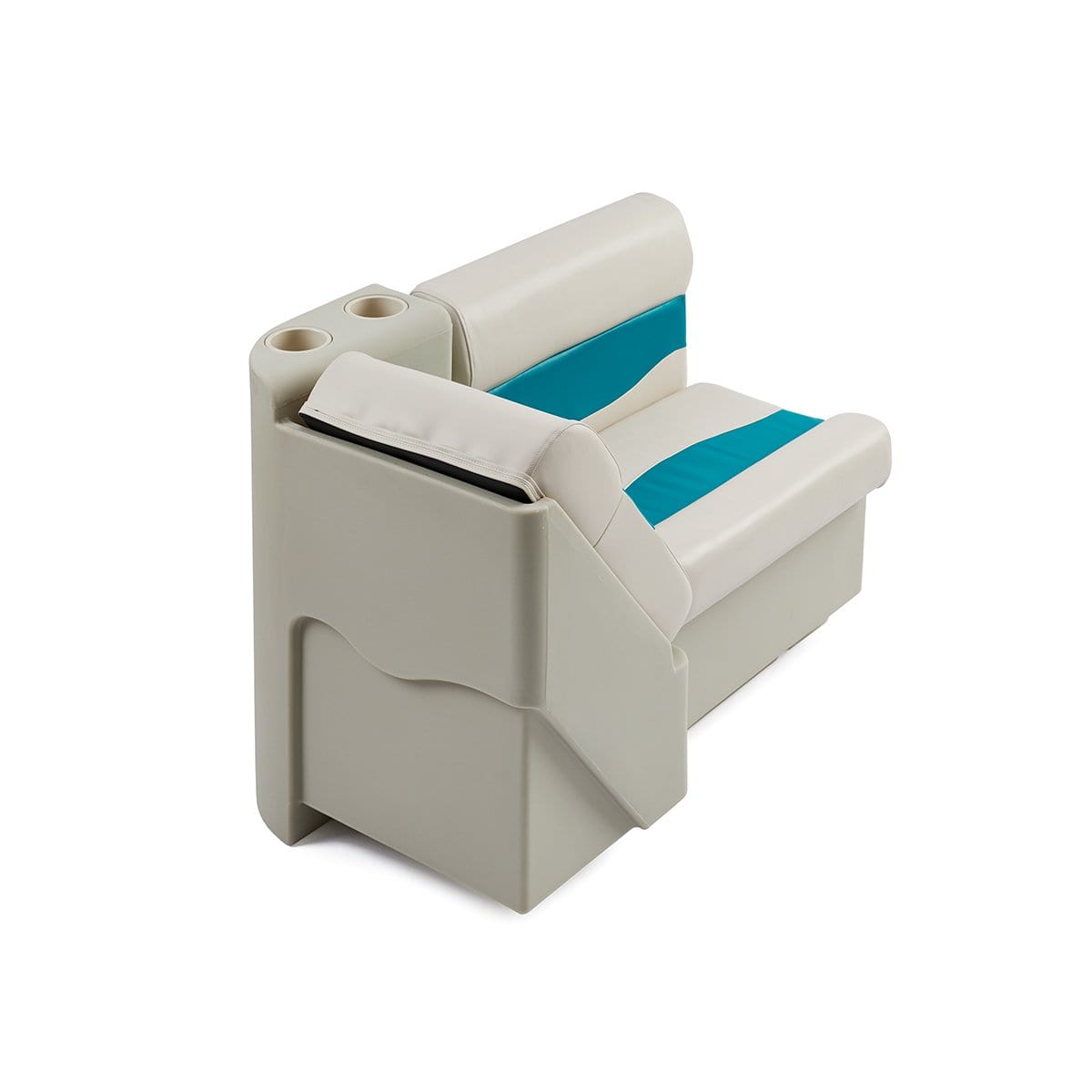 DeckMate Classic Right Lean Back Boat Seat attached rear #color_ivory & teal