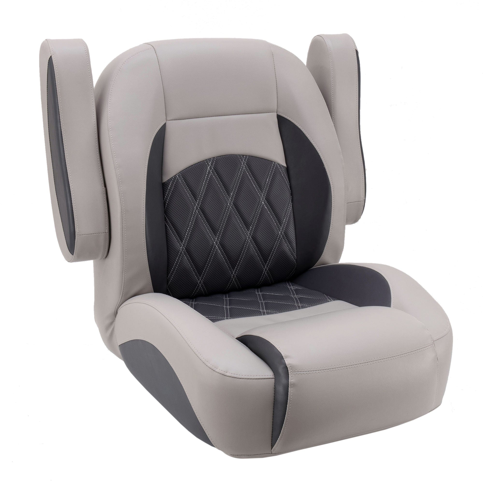 DeckMate Luxury Low Back Helm Chair arms up #color_charcoal & gray