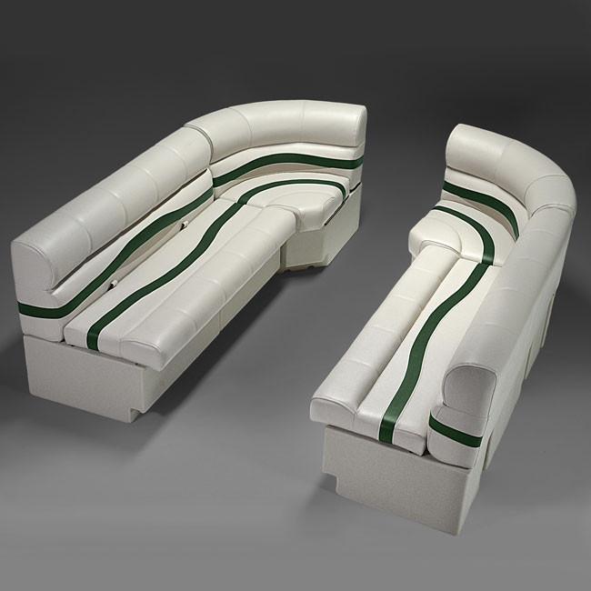 Ivory, Green & Tan Pontoon Boat Seats