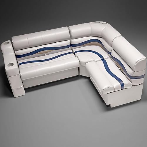 Ivory, Blue & Tan Pontoon Boat Seats