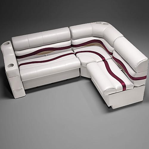 Ivory, Burgundy & Tan Pontoon Boat Seats