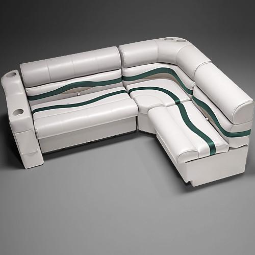 Ivory, Green & Tan Pontoon Boat Seats