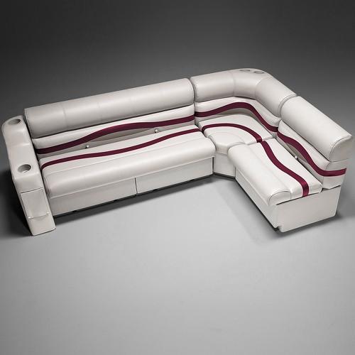 Ivory, Burgundy & Tan Pontoon Boat Seats
