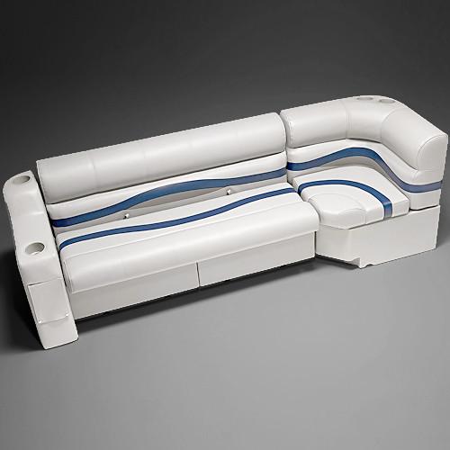 Pontoon Boat Seats #color_ivory, blue & tan