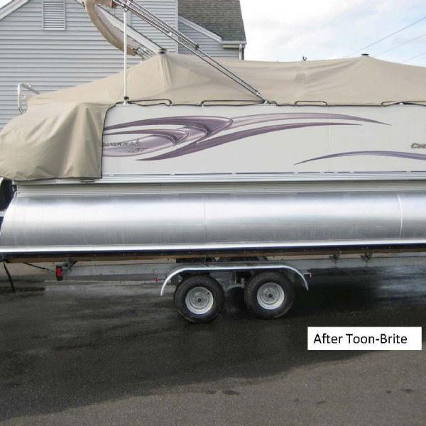 Pontoon Boat Cleaning Protectant before and after