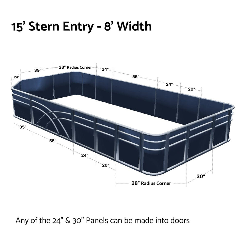 Stern Entry Square - 8' Wide Pontoon Fence Rail Package