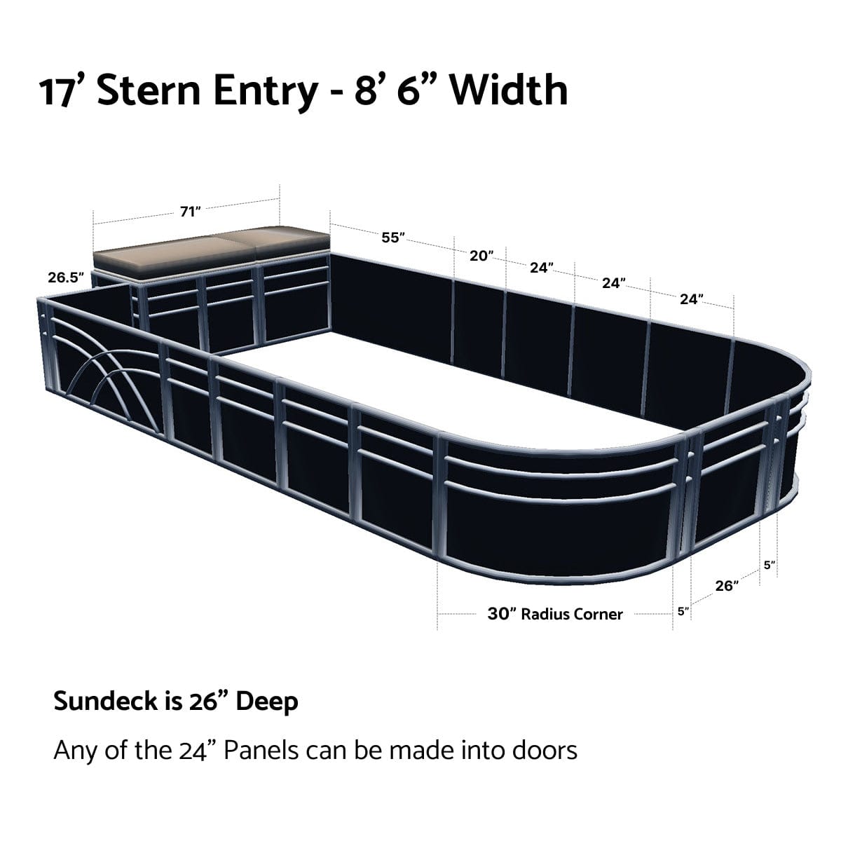 Pontoon Boat Fence Railing Black - Beige Cushion #color_black metallic