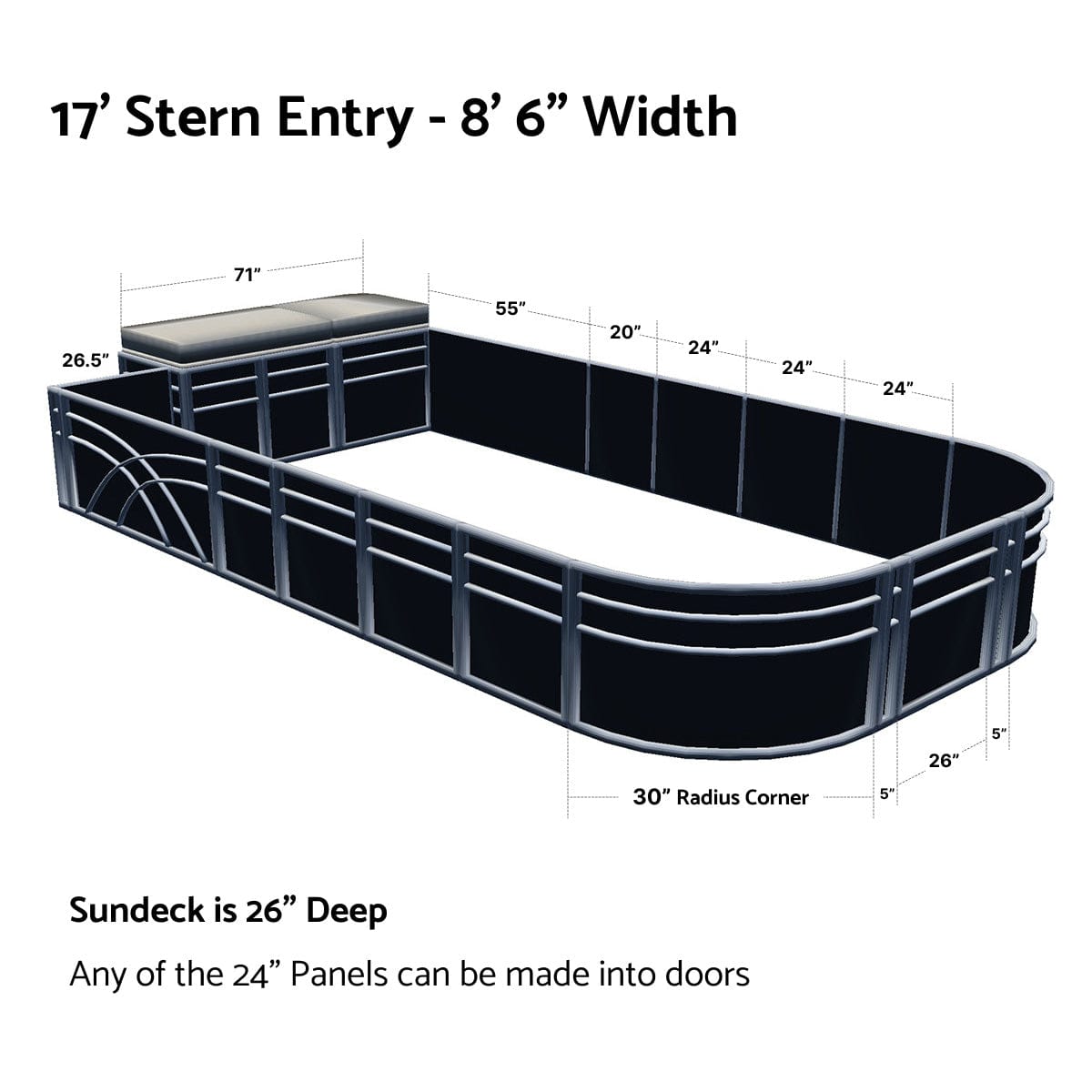 Pontoon Boat Fence Railing Black - Ivory Cushion #color_black metallic