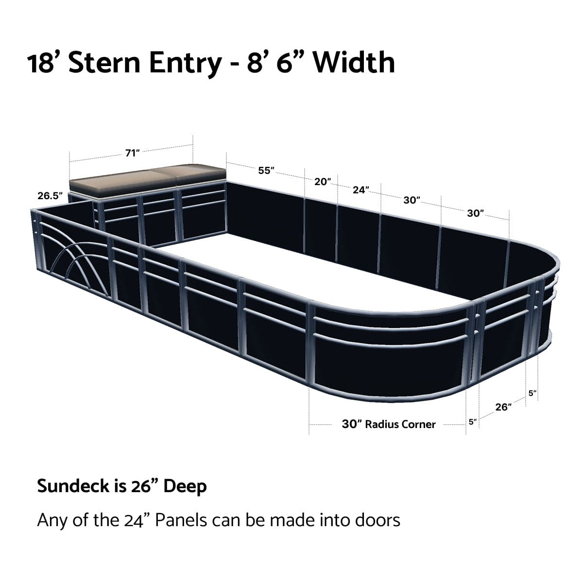 Pontoon Boat Fence Railing Black - Beige Cushion #color_black metallic