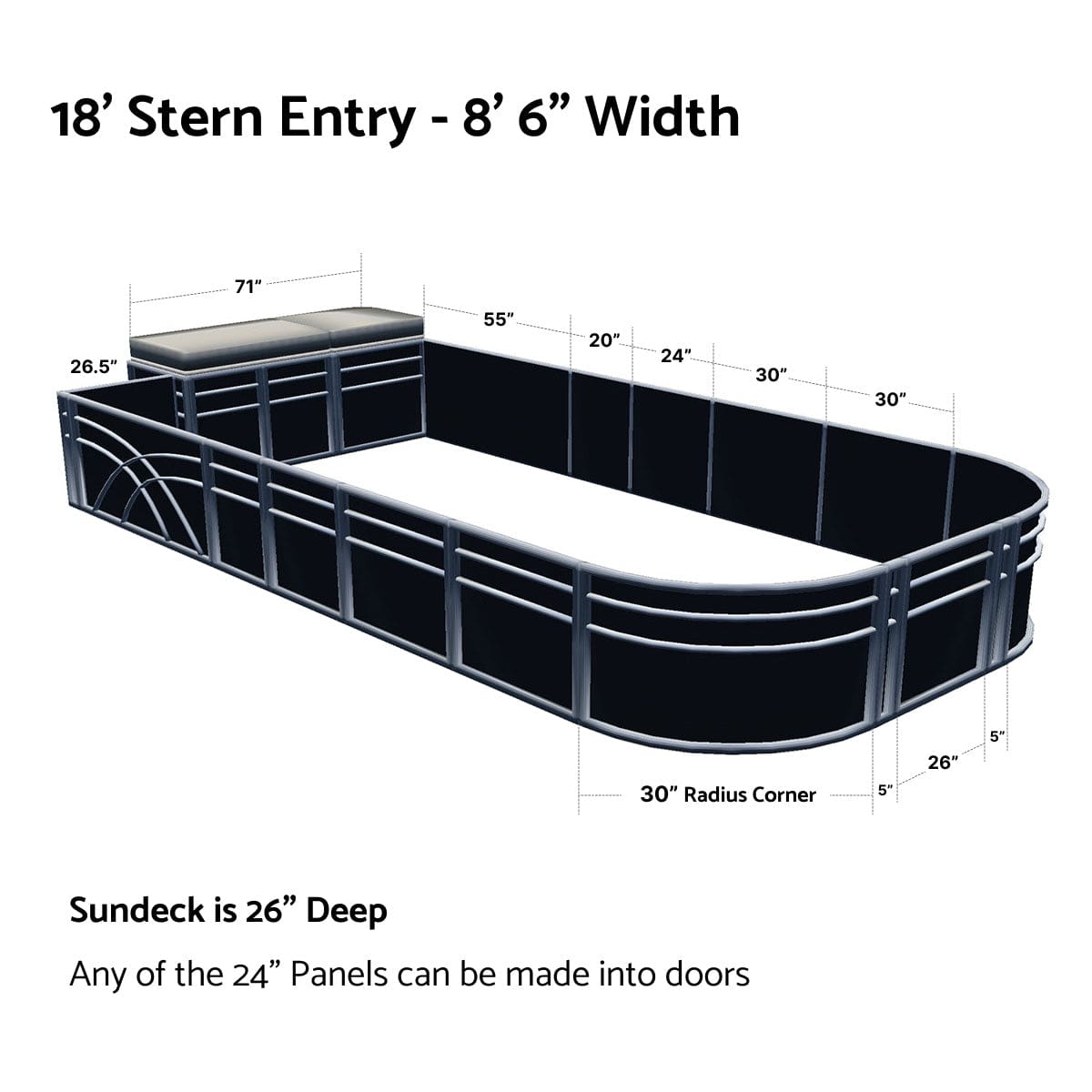 Pontoon Boat Fence Railing Black - Ivory Cushion #color_black metallic