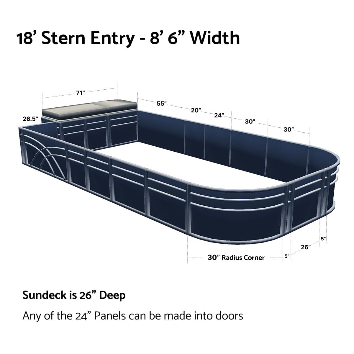 Pontoon Boat Fence Railing Navy - Ivory Cushion #color_navy metallic