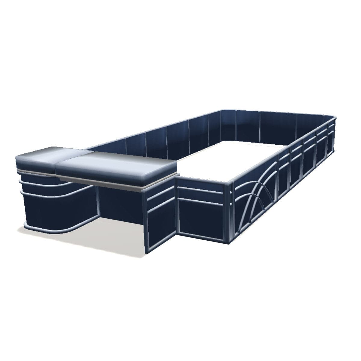 Stern Entry Sun Deck - 8' Wide 28" Corners Pontoon Fence Rail Package