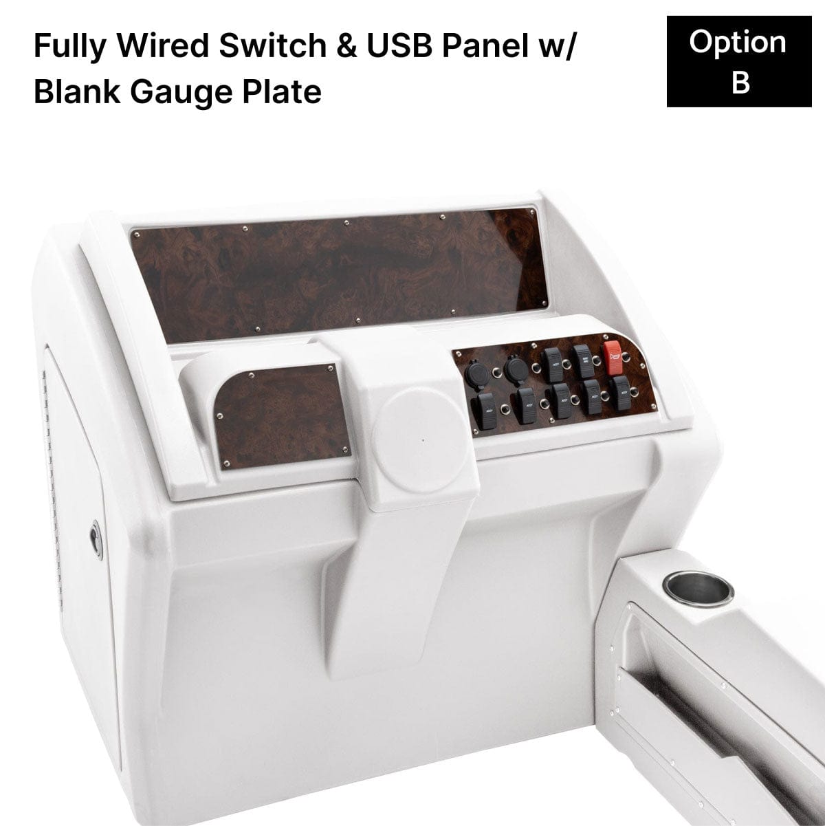 White Deluxe Console Fully Wired Switch Panel Burlwood #color_white & invisible