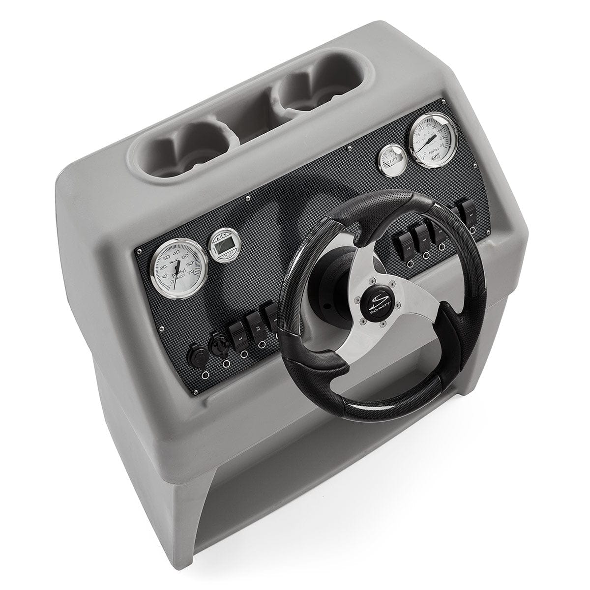 DeckMate Small Classic Helm Console carbon zoom #color_gray, blue & charcoal