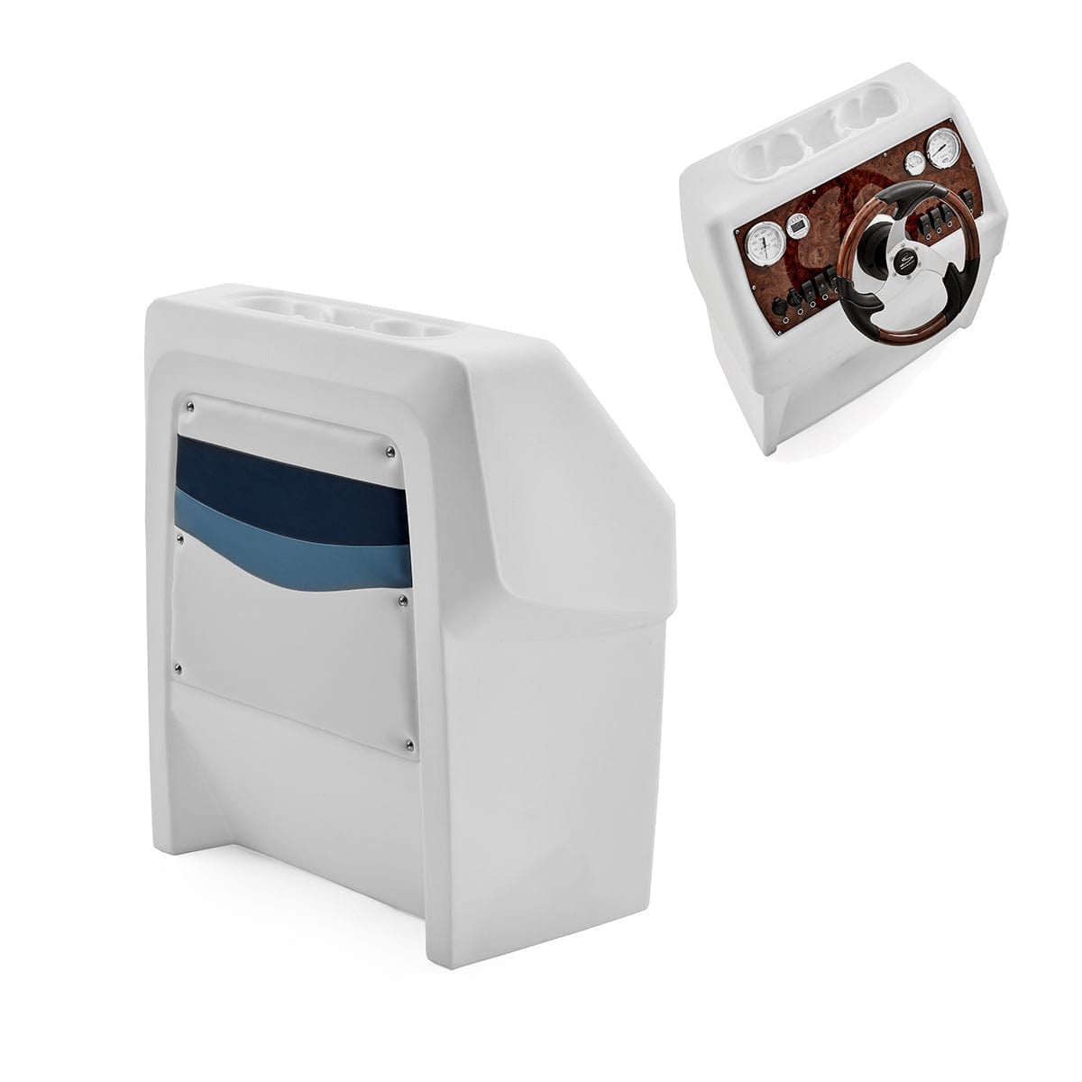 DeckMate Small Classic Helm Console burl #color_white, blue & light blue & invisible
