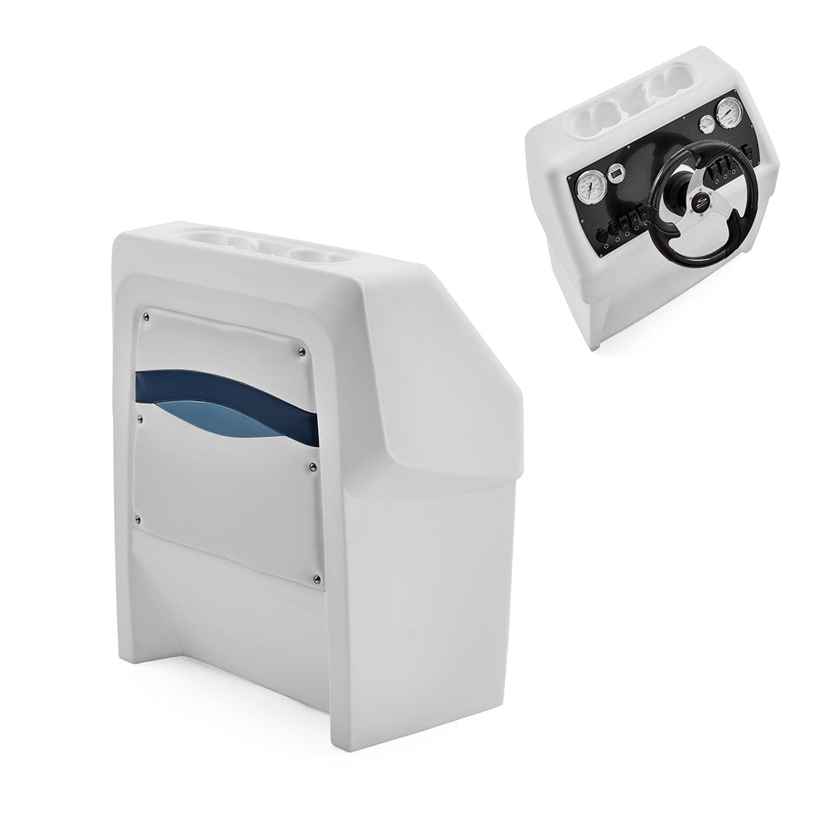White, Blue & Light Blue Console Helm Package Carbon Fiber #color_white, blue & light blue