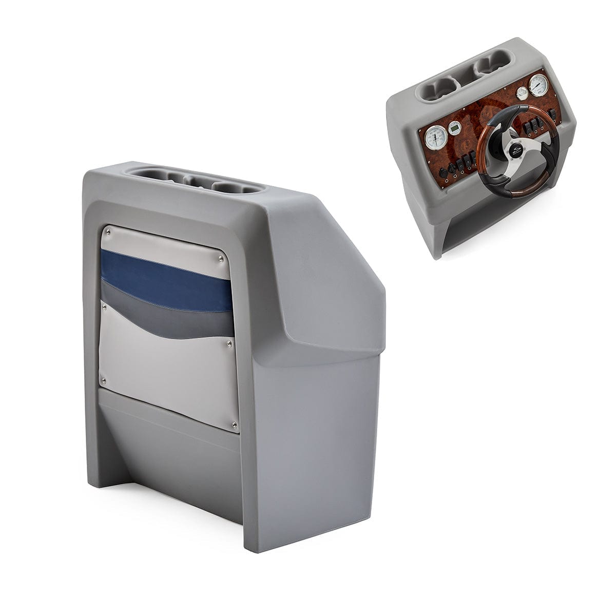 DeckMate Small Classic Helm Console burl #color_gray, blue & charcoal & invisible