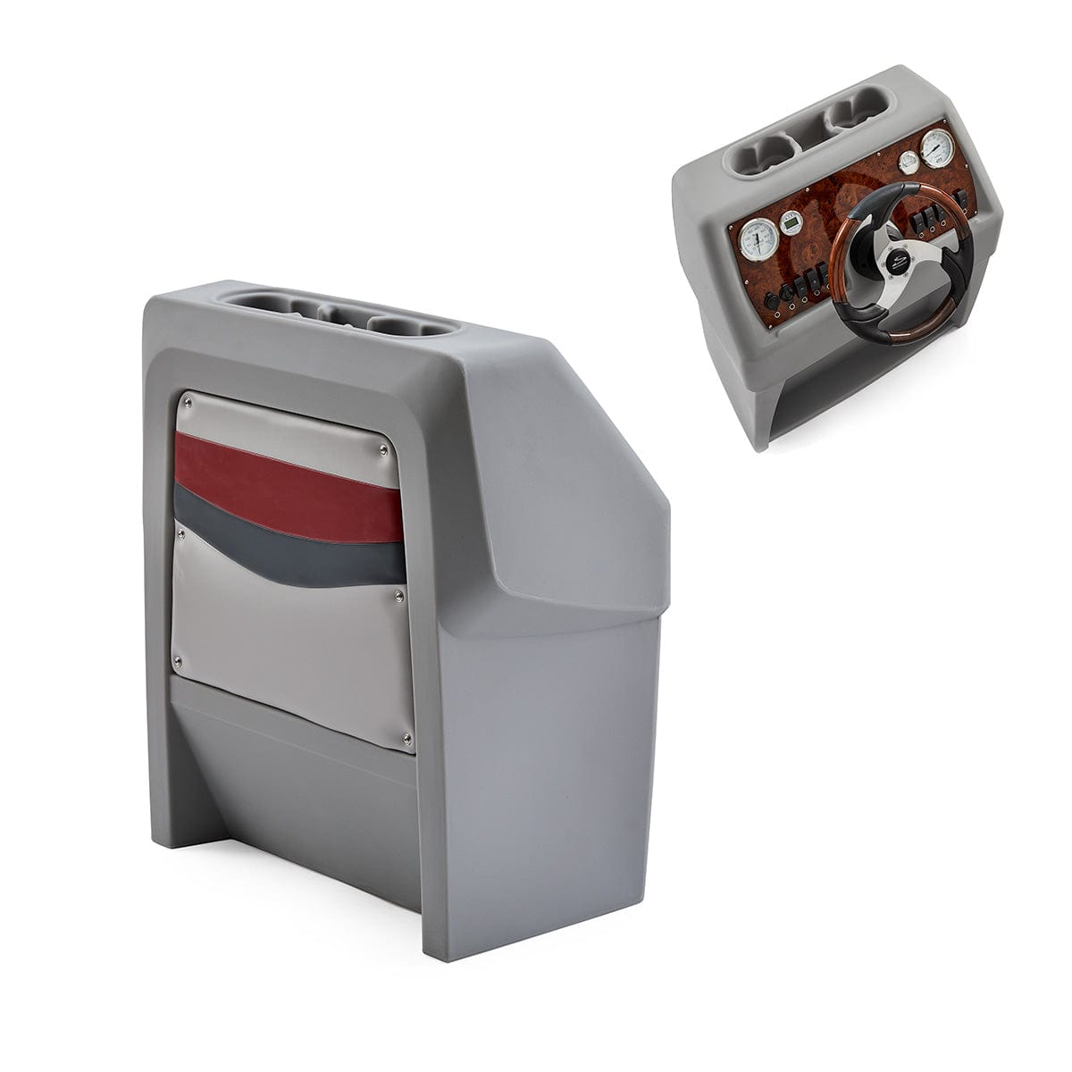 DeckMate Small Classic Helm Console burl #color_gray, red & charcoal & invisible