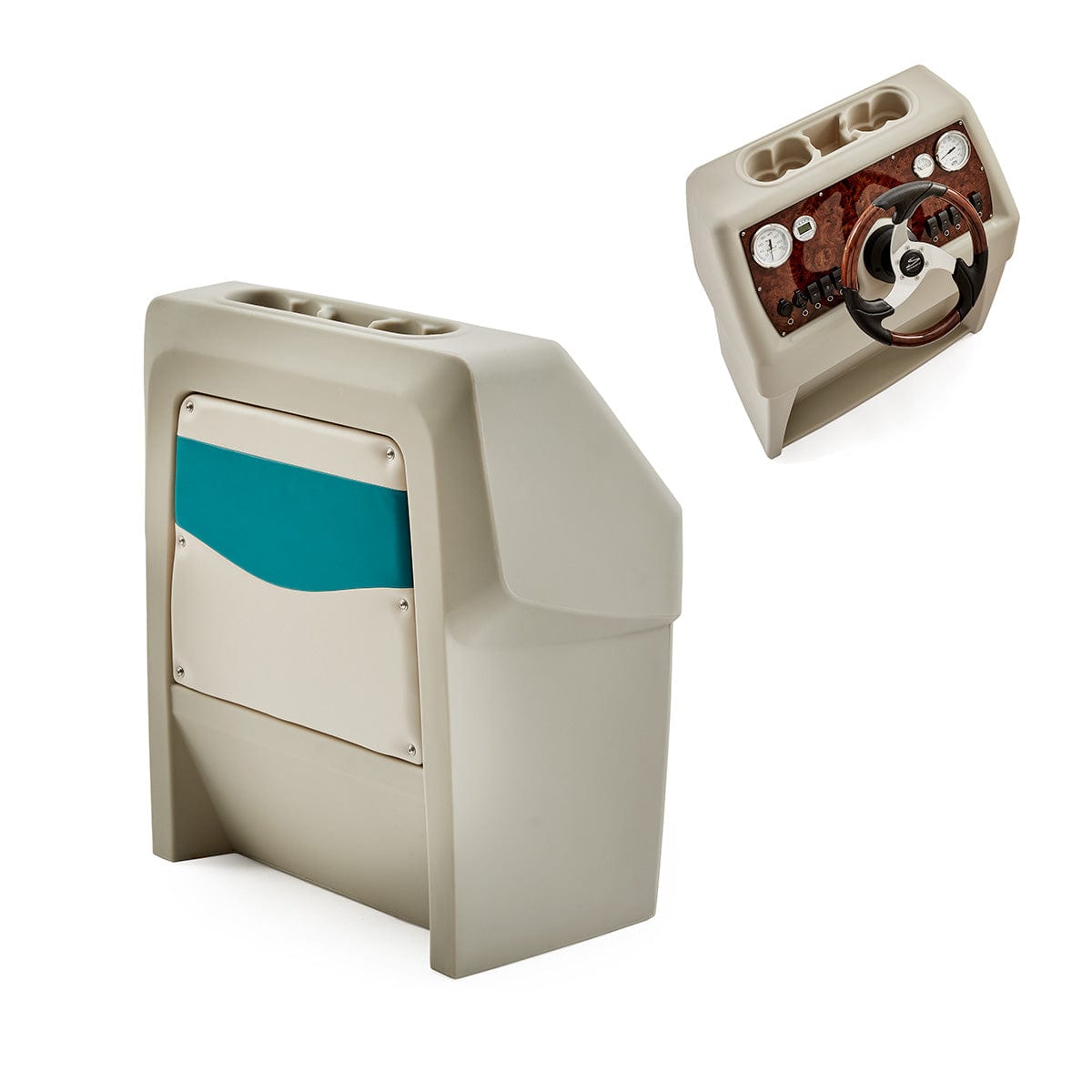 DeckMate Small Classic Helm Console burl #color_ivory & teal & invisible