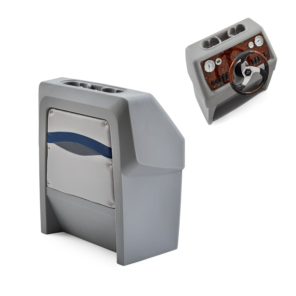 DeckMate Premium Small Helm Console burl #color_gray, blue & charcoal & invisible