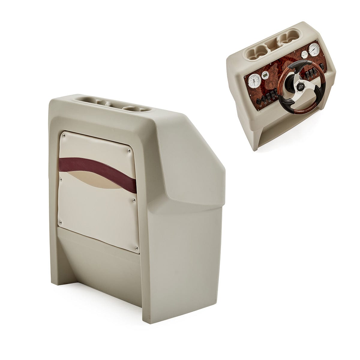 Ivory, Burgundy & Tan Console Helm Package Burlwood #color_ivory, burgundy & tan