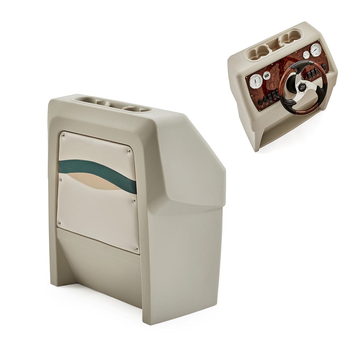 Ivory, Green & Tan Console Helm Package Burlwood #color_ivory, green & tan