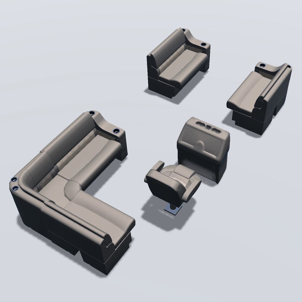 Stern entry pontoon seat package with cupholder bow double bench seats back #color_tan & beige