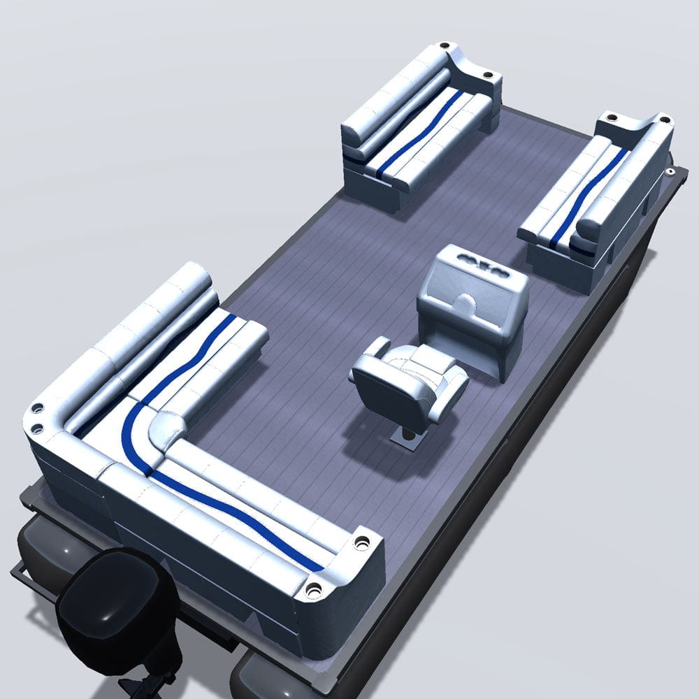 Side entry aft L-bench pontoon seat package with cupholder bow double bench seats back 