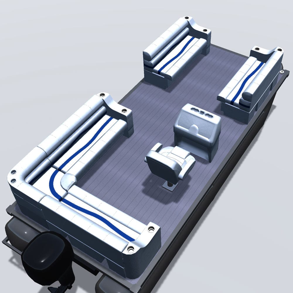 Side entry aft L-bench pontoon seat package with cupholder bow double bench seats back 
