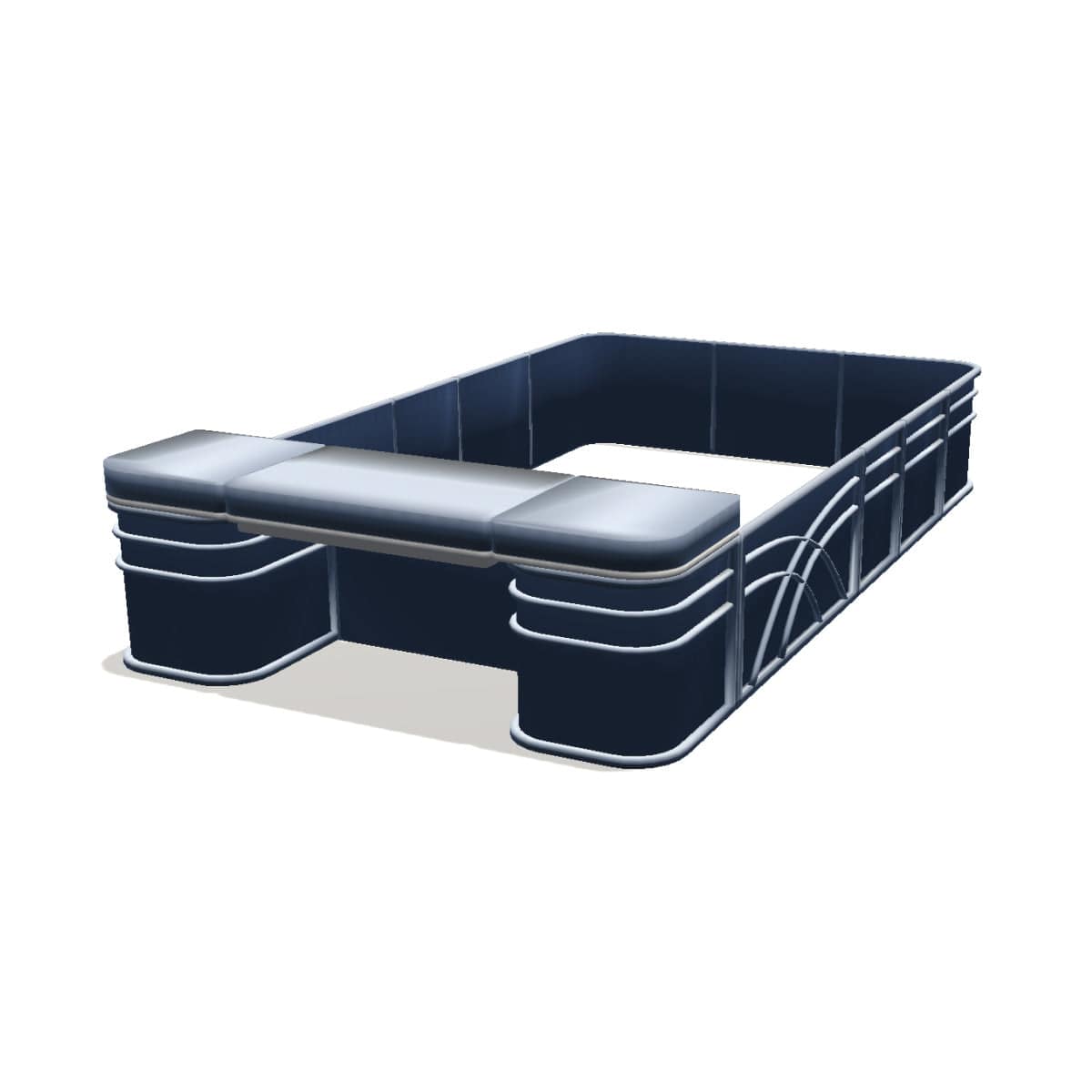 Full Width Sun Deck - 8' Wide with 28" Corners Pontoon Fence Railing Package