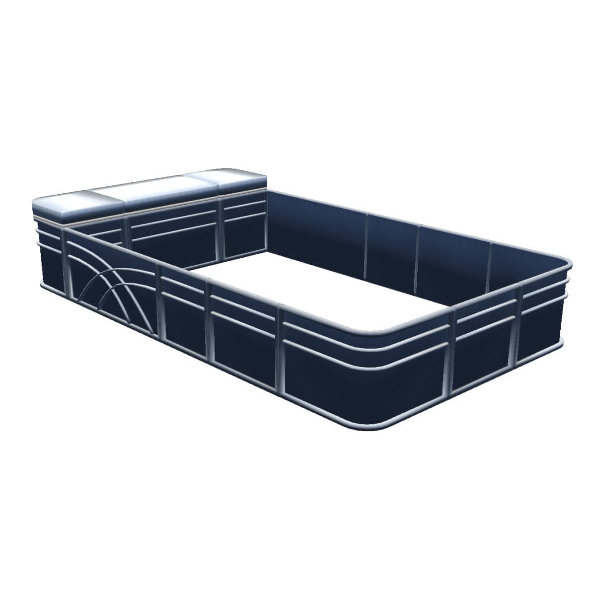 Full Width Sun Deck - 8' Wide with 28" Corners Pontoon Fence Railing Package