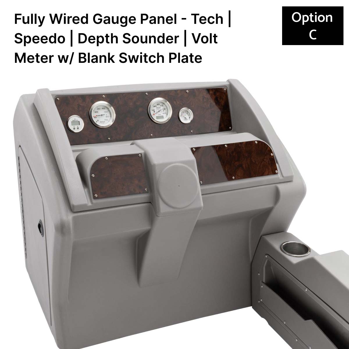 Gray Console Fully Wired Gauge Panel Burlwood #color_invisible & gray