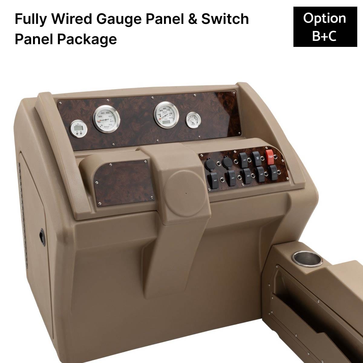 Beige Console Fully Wired Panel Burlwood #color_invisible & beige