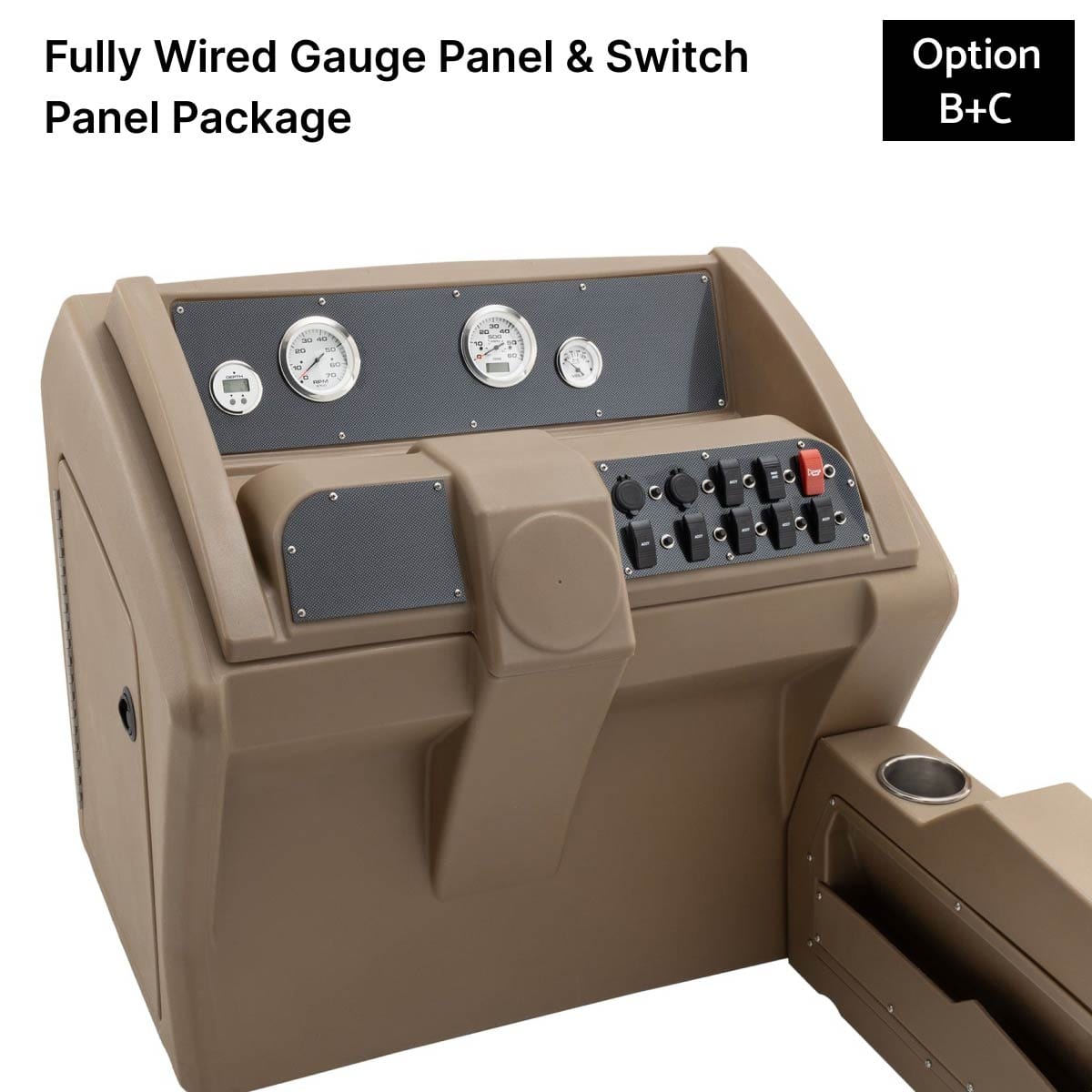 Beige Console Fully Wired Panel Carbon Fiber #color_invisible & beige