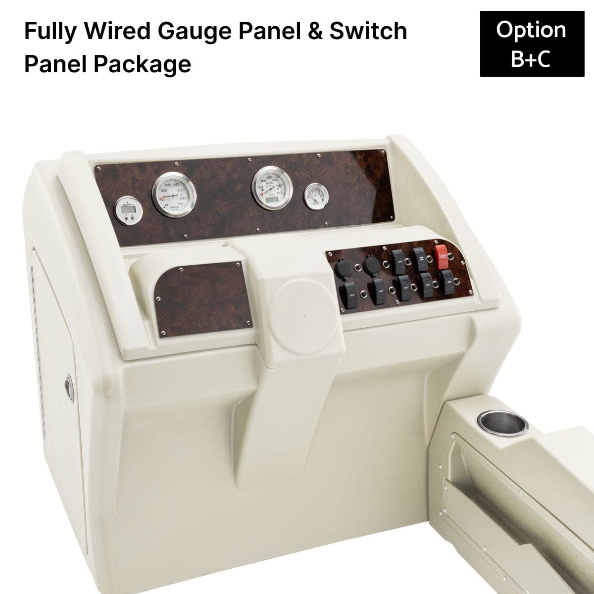 Ivory Console Fully Wired Panels Burlwood #color_invisible & ivory