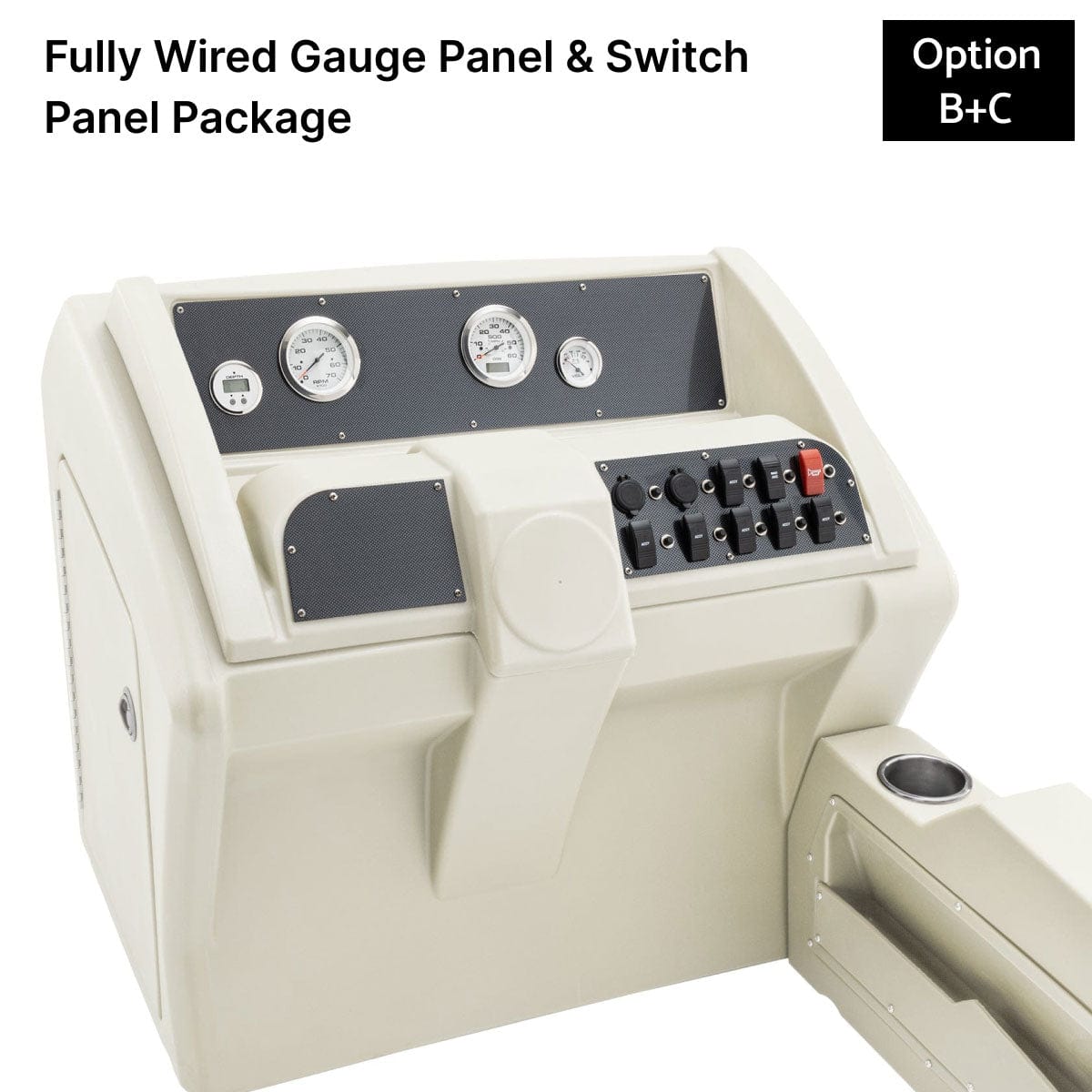 Ivory Console Fully Wired Panels Carbon Fiber #color_invisible & ivory
