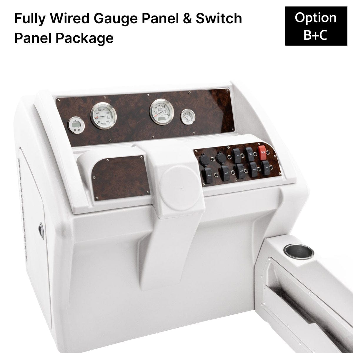 White Console Fully Wired Panels Burlwood #color_invisible & white