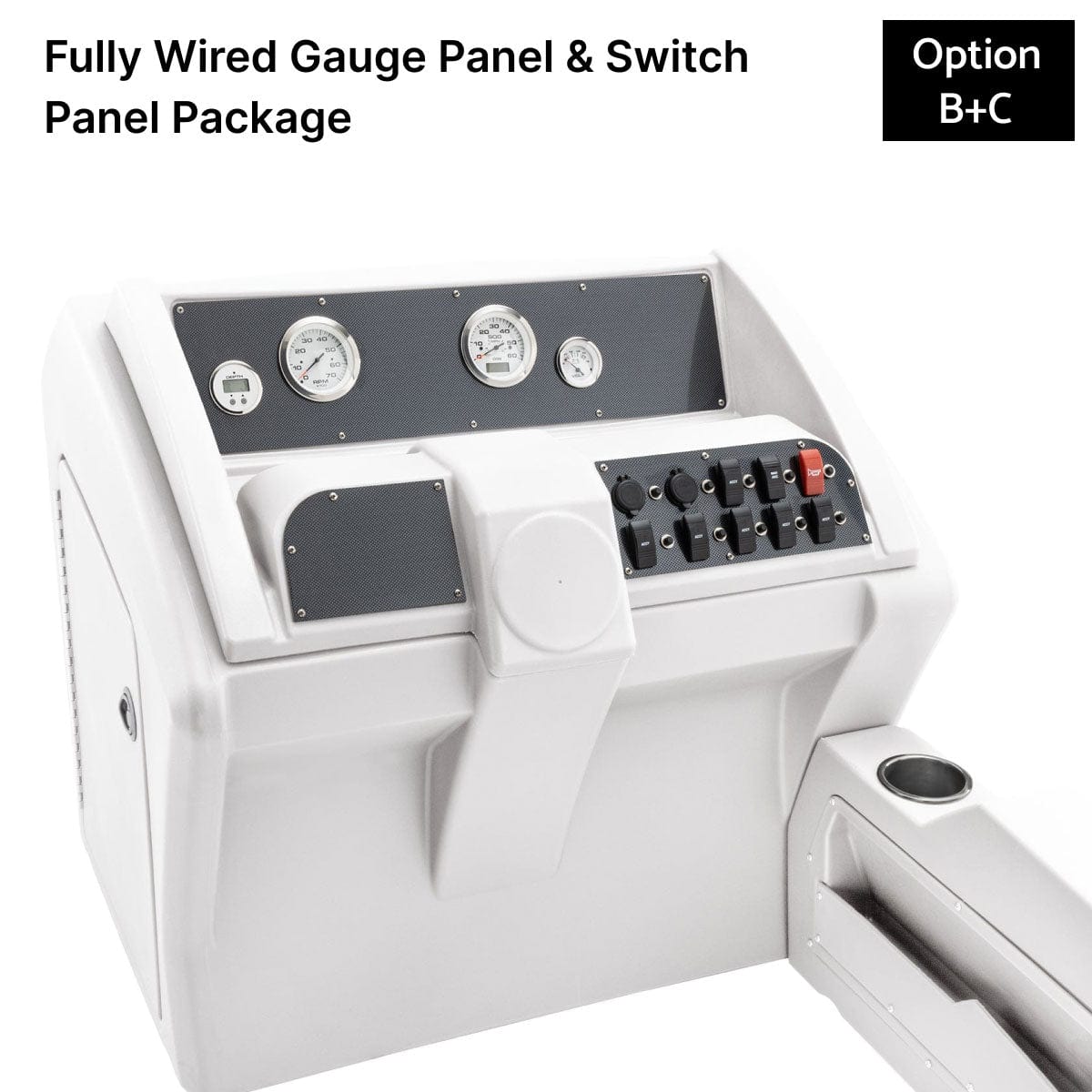 White Console Fully Wired Panels Carbon Fiber #color_invisible & white
