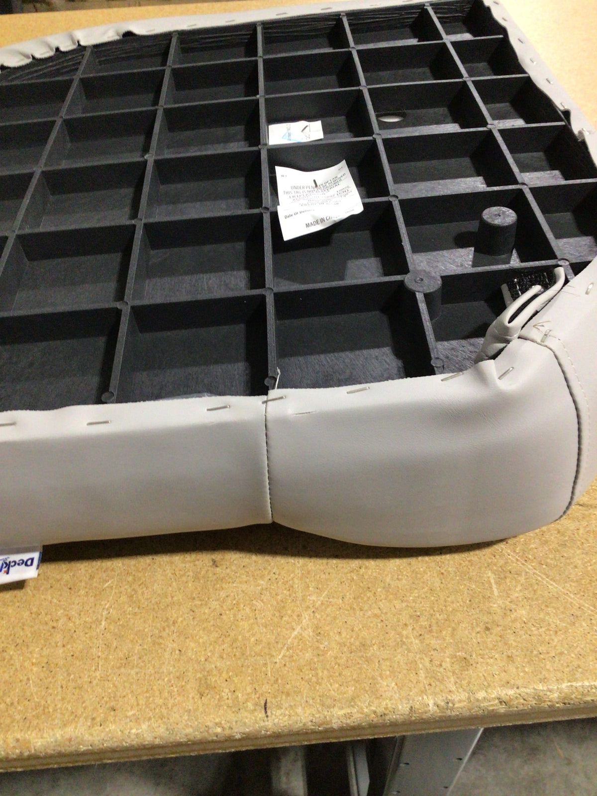 CLEARANCE ITEM | CL-B605 | 28" Premium Pontoon Corner Seat Cushion Only | Gray, Red & Charcoal |  C28-201-1