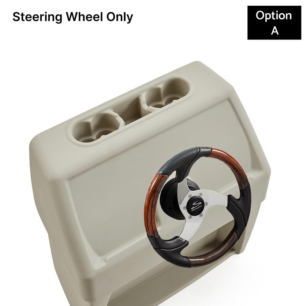 Ivory, Green & Tan Console Base Only With Burlwood Steering Wheel #color_IGT