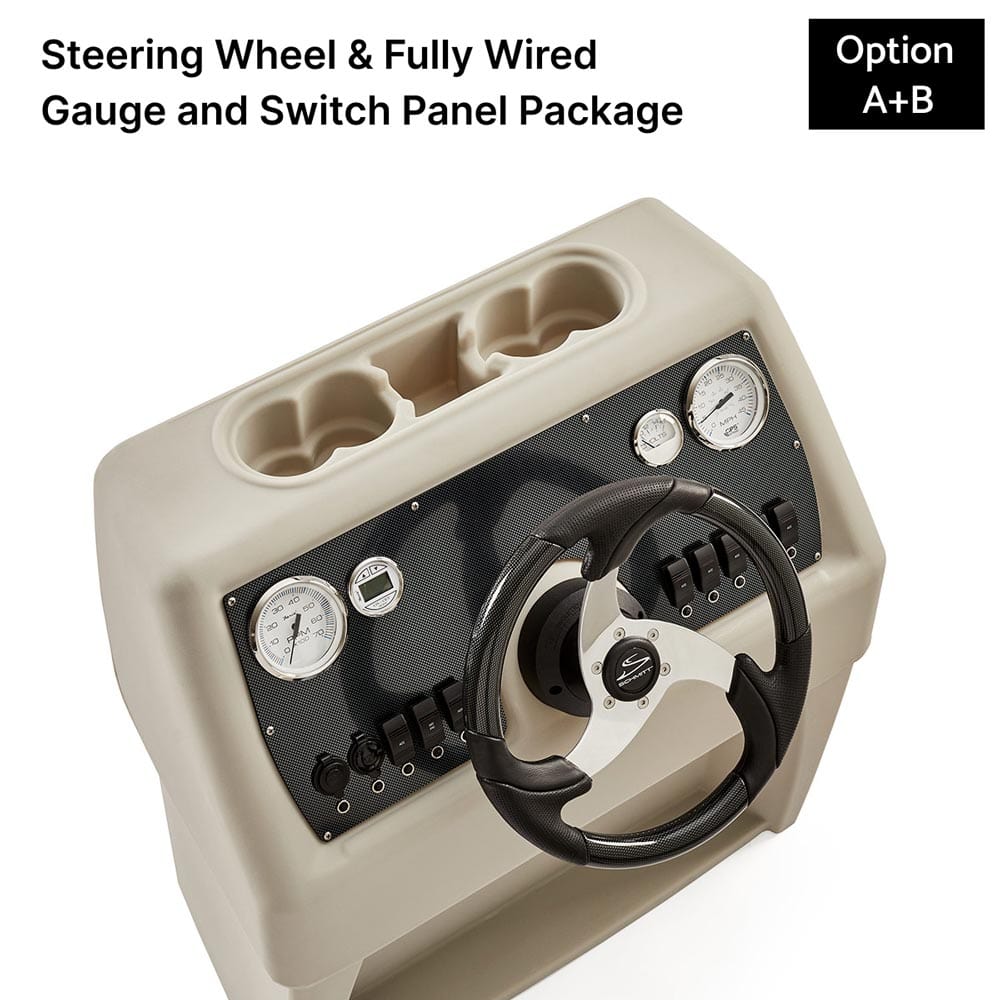 Ivory, Green & Tan Console Fully Wired Panels Carbon Fiber With Steering Wheel #color_IGT