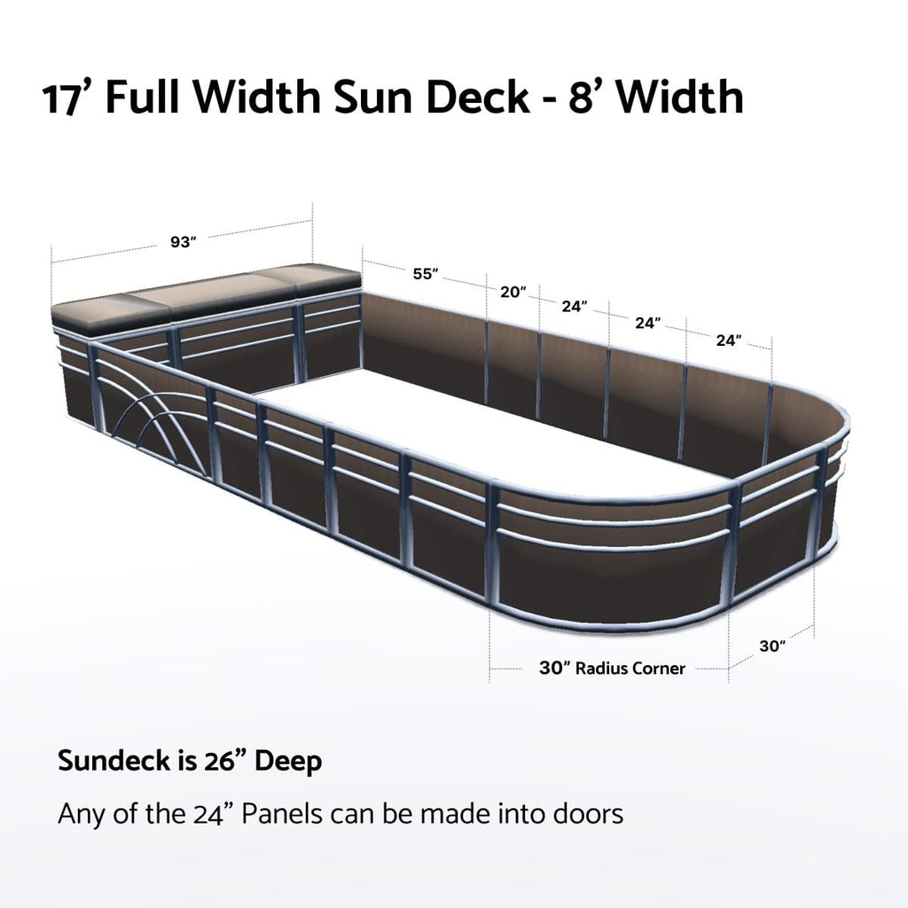 Full Width Sun Deck - 8' Wide Pontoon Fence Railing Package