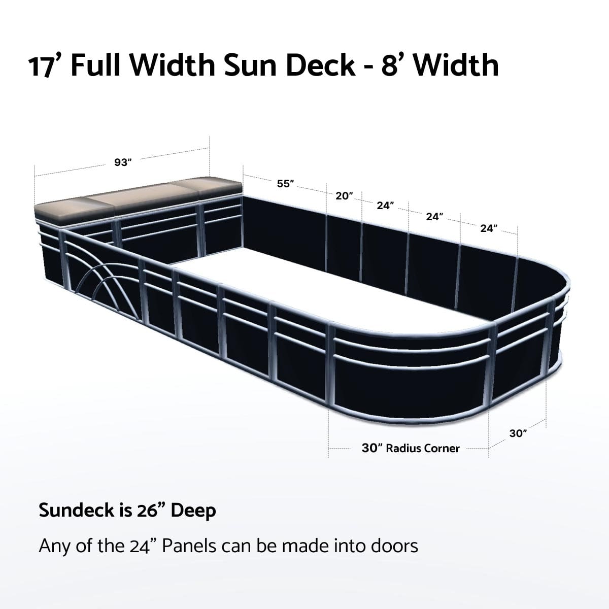 Pontoon Boat Fence Railing Black - Beige Cushion #color_black metallic