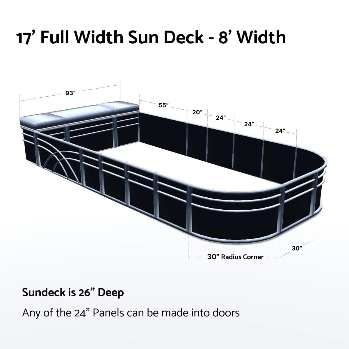 Pontoon Boat Fence Railing Black - Gray Cushion #color_black metallic