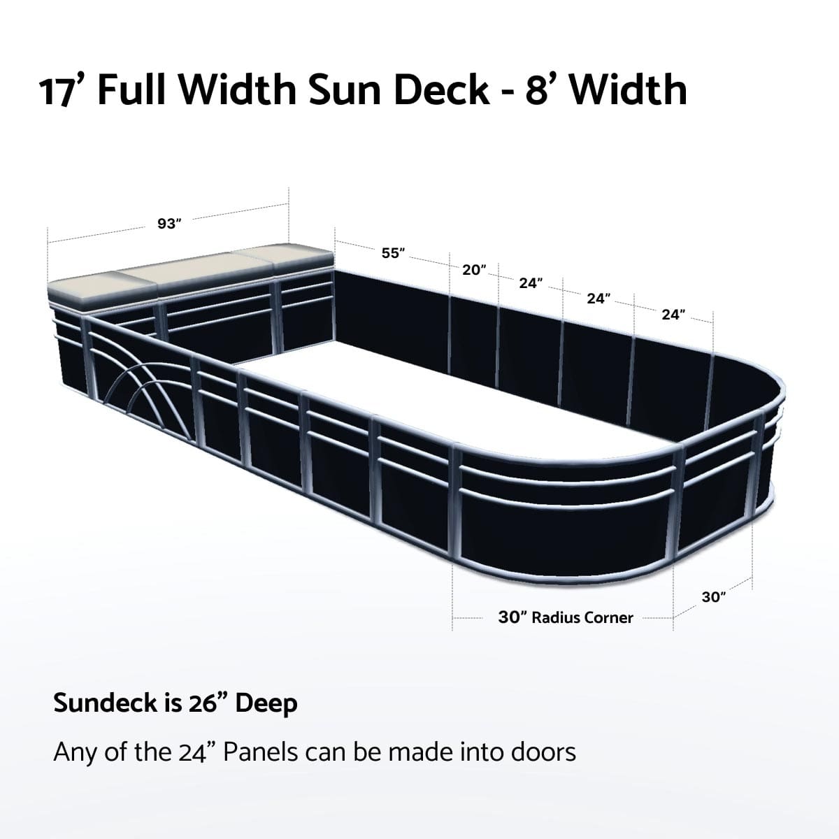 Pontoon Boat Fence Railing Black - Ivory Cushion #color_black metallic