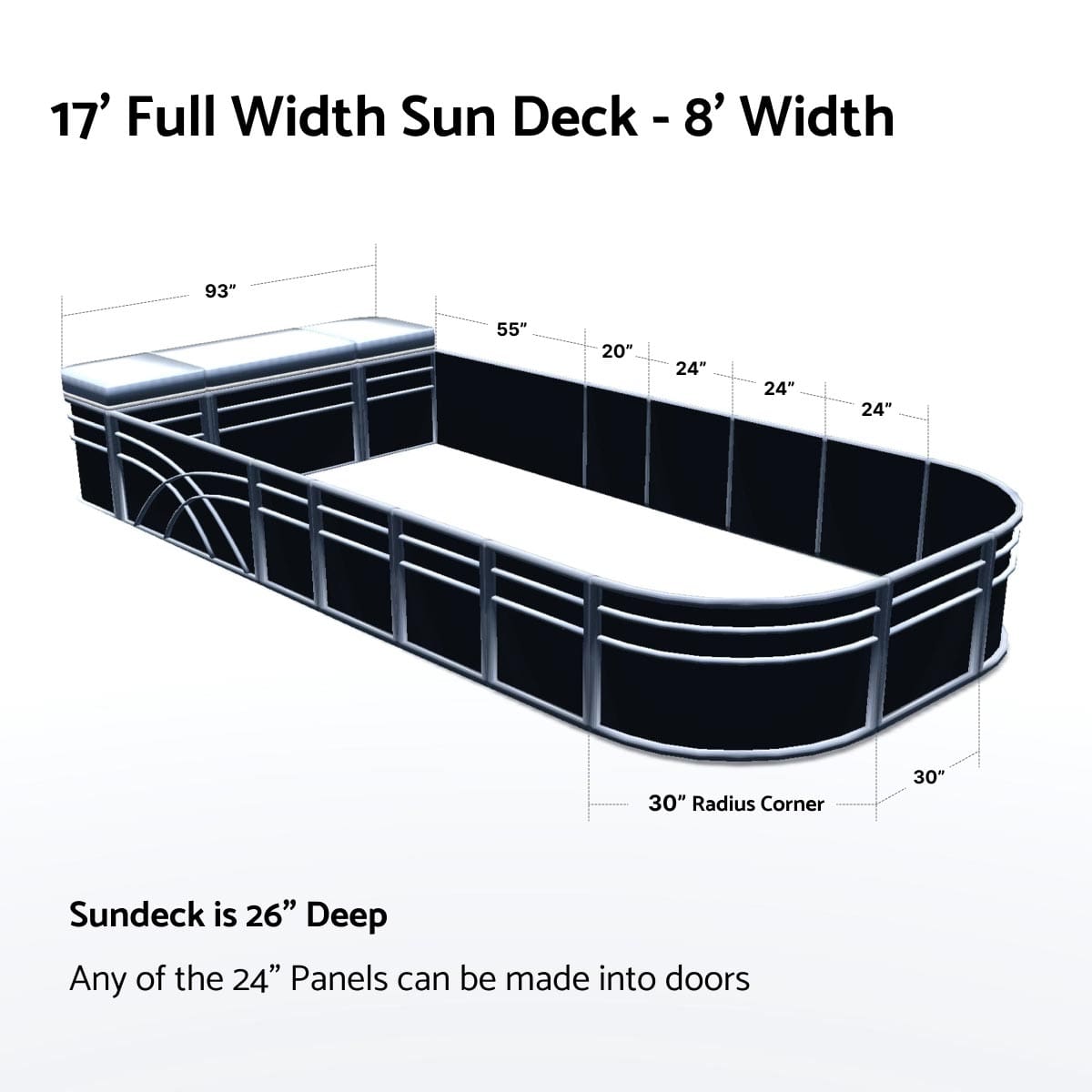 Pontoon Boat Fence Railing Black - White Cushion #color_black metallic