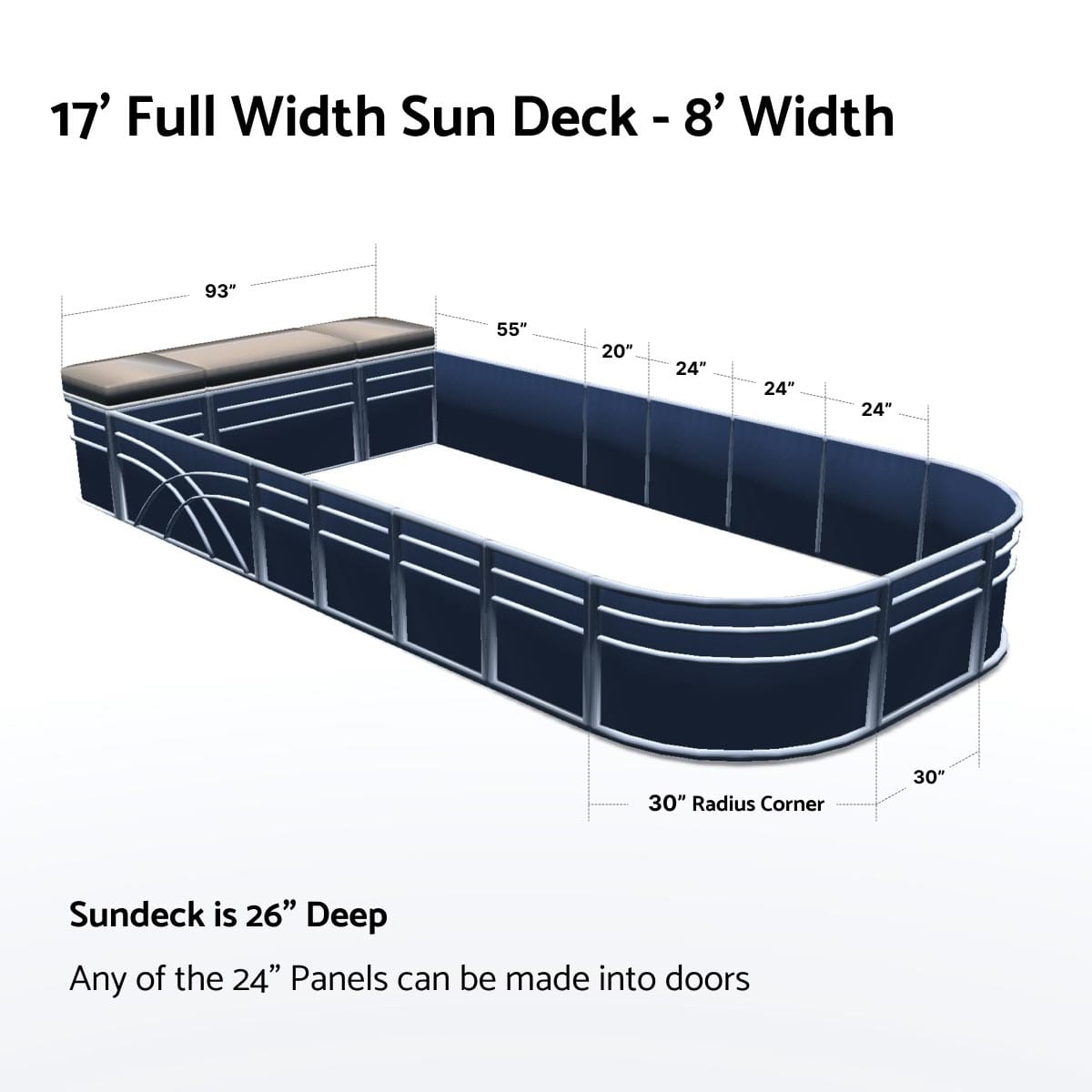 Pontoon Boat Fence Railing Navy - Beige Cushion #color_navy metallic