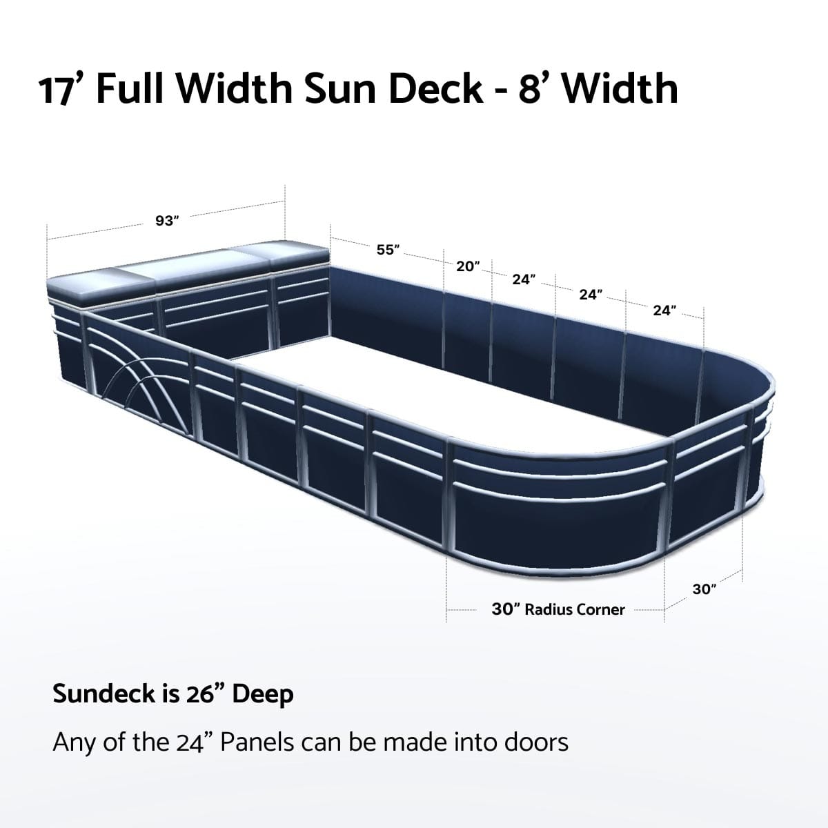 Pontoon Boat Fence Railing Navy - Gray Cushion #color_navy metallic