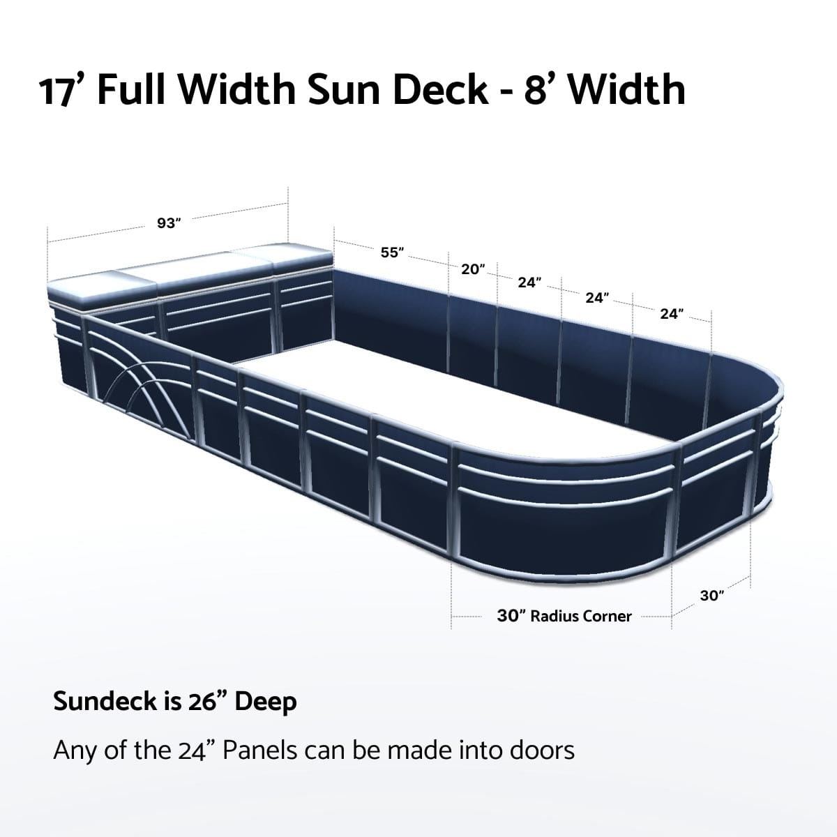 Pontoon Boat Fence Railing Navy - White Cushion #color_navy metallic